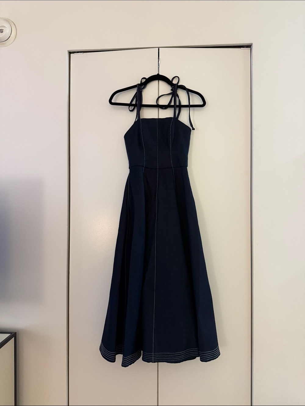 Navy denim Tie-Shoulder women’s Fit-and-Flare Dress